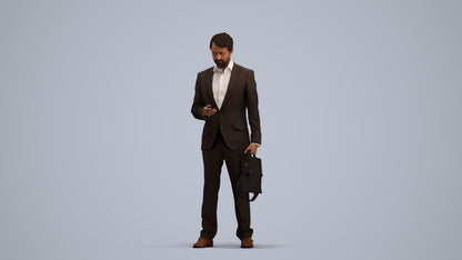3D people model man business, scanned human for 3ds Max rendering, standing pose render