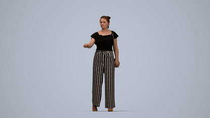 realistic 3D woman casual standing, scanned archviz people for Blender and 3ds Max, top-down view render