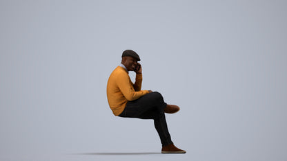 realistic 3D man casual sitting, scanned archviz people for Blender and 3ds Max, side view render