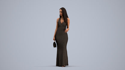 3D people model woman formal walking, scanned human for 3ds Max rendering, standing pose render