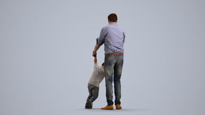 3D human model boy casual kids, photogrammetry scanned person for archviz, front view render