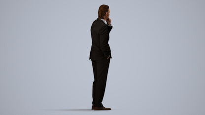 3D scanned man business, photorealistic archviz people for Enscape and SketchUp, side view render