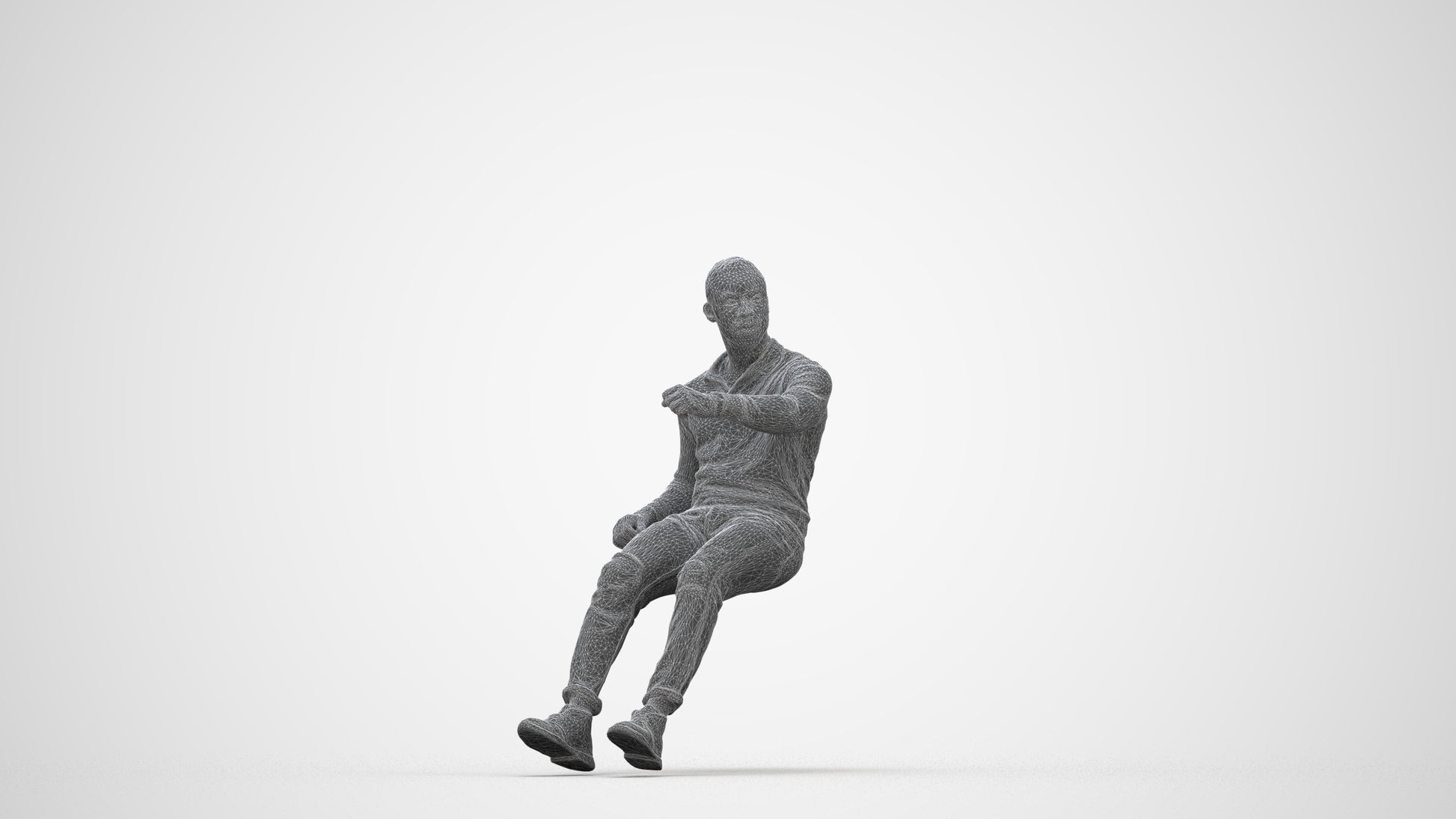 photogrammetry 3D man casual driving, realistic human model archviz FBX, wireframe back view