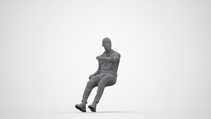photogrammetry 3D man casual driving, realistic human model archviz FBX, wireframe back view