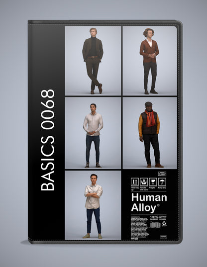 photogrammetry 3D people standing collection, 5 realistic human models archviz FBX