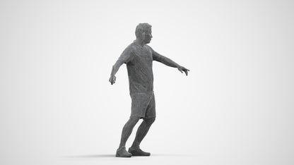 photogrammetry 3D man sport, realistic human model archviz FBX, wireframe side view