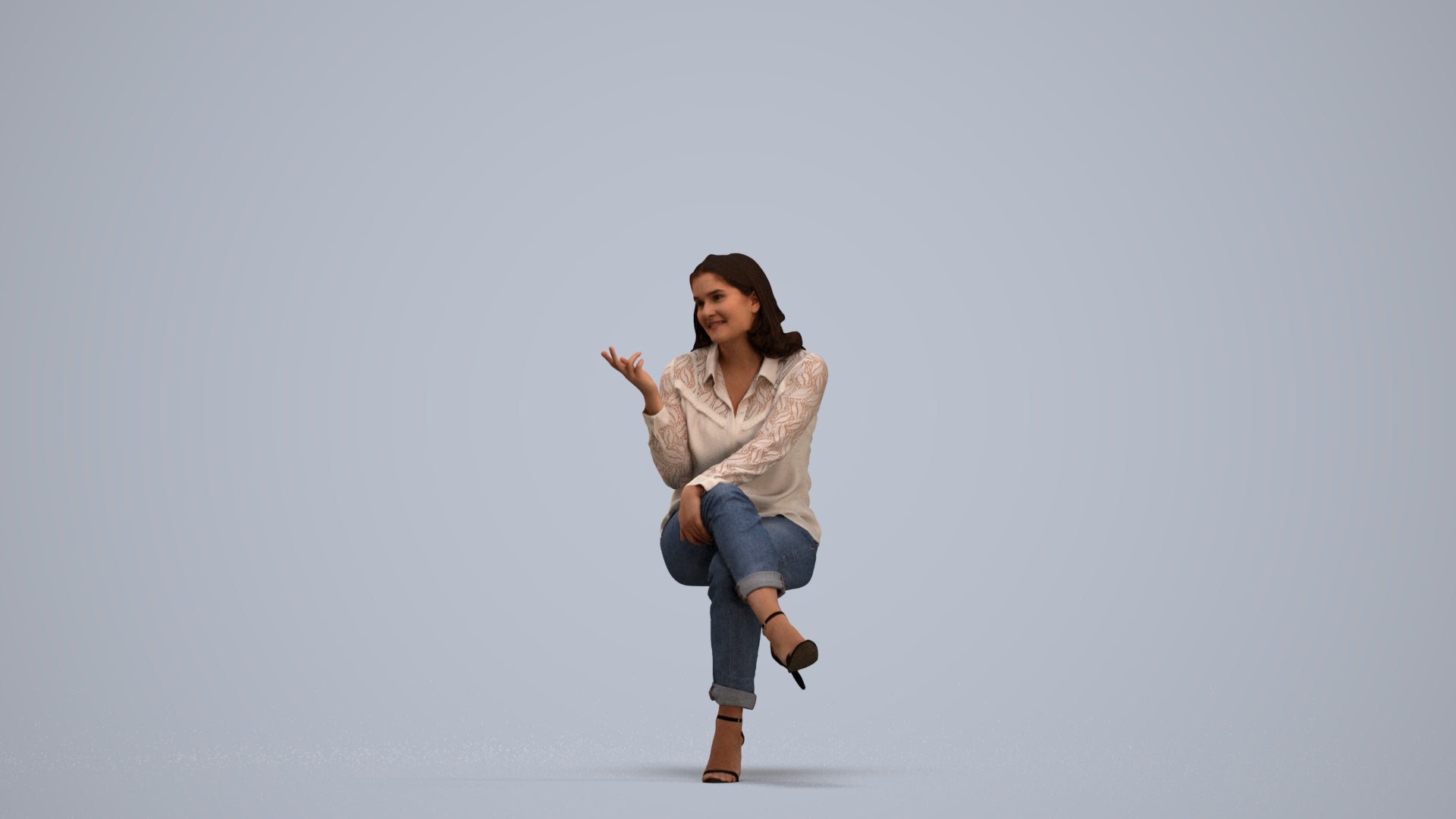 realistic 3D people woman casual sitting, render-ready for V-Ray and Corona, FBX OBJ, standing pose render