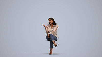realistic 3D people woman casual sitting, render-ready for V-Ray and Corona, FBX OBJ, standing pose render