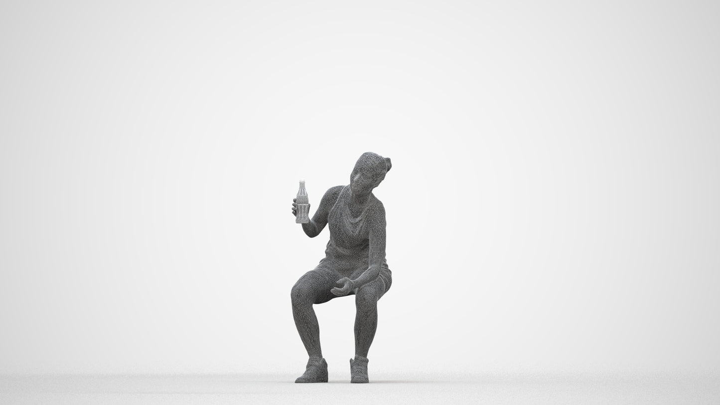 photogrammetry 3D woman sport, realistic human model archviz FBX, wireframe back view