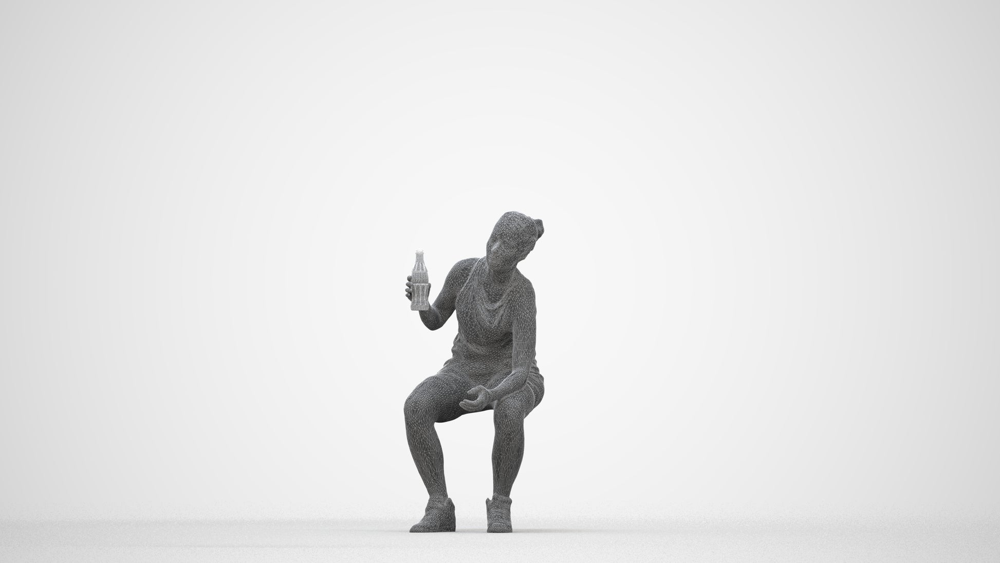 photogrammetry 3D woman sport, realistic human model archviz FBX, wireframe back view