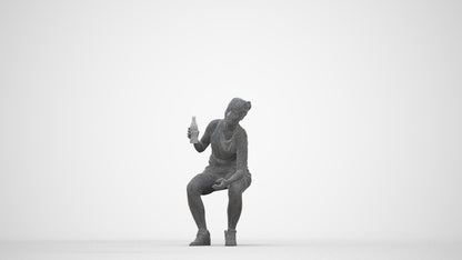 photogrammetry 3D woman sport, realistic human model archviz FBX, wireframe back view