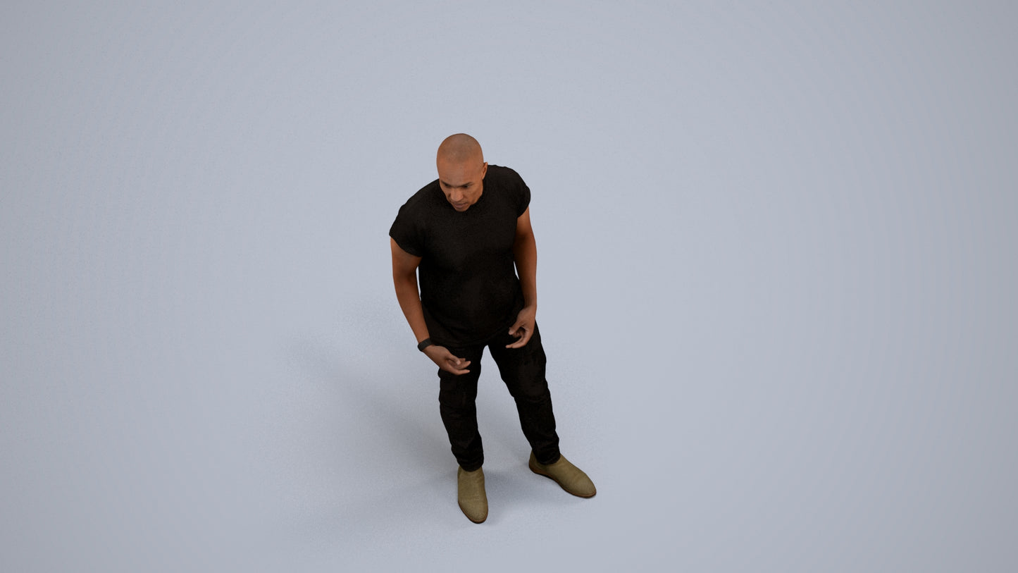 realistic 3D people man casual standing, render-ready for V-Ray and Corona, FBX OBJ, back view render