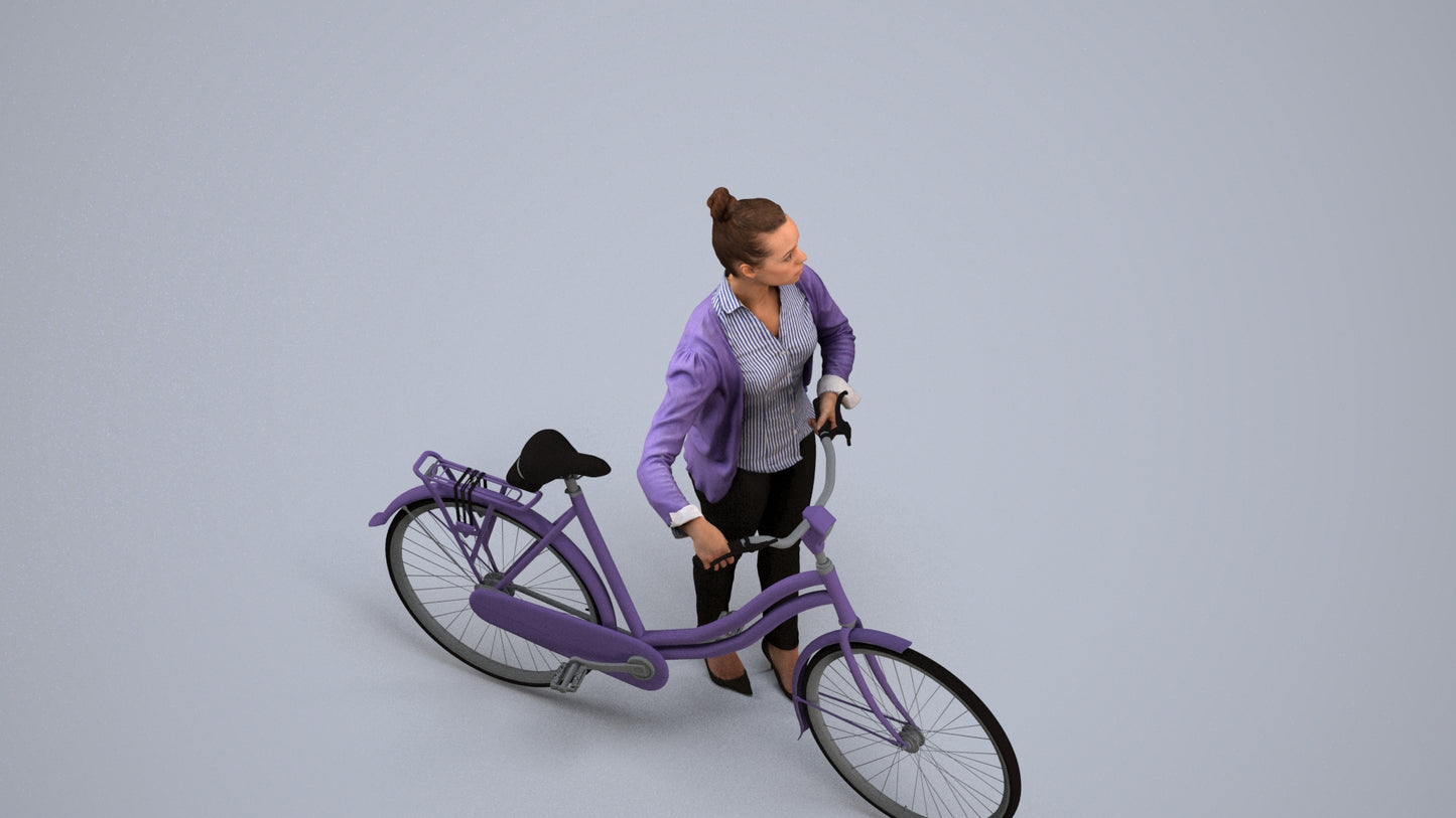 scanned 3D woman business walking, photogrammetry people for Enscape and V-Ray, back view render