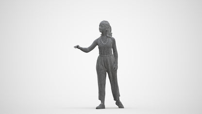3D human model girl casual door, photogrammetry scanned person for archviz, three-quarter front view render