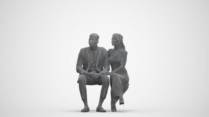 3D people model woman formal couple, scanned human for 3ds Max rendering, three-quarter front view render