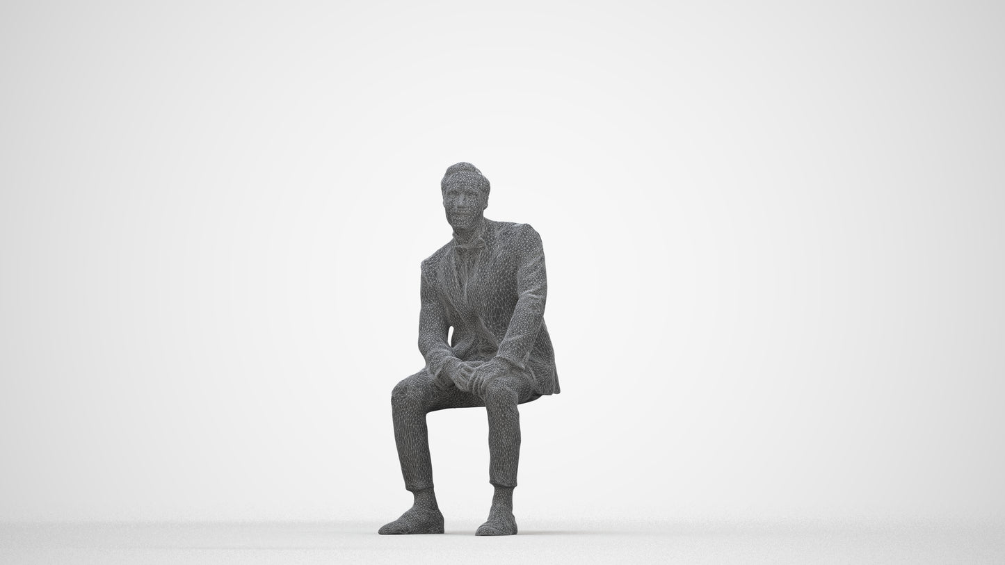 realistic 3D people man formal formalaffairs, render-ready for V-Ray and Corona, FBX OBJ, wireframe back view