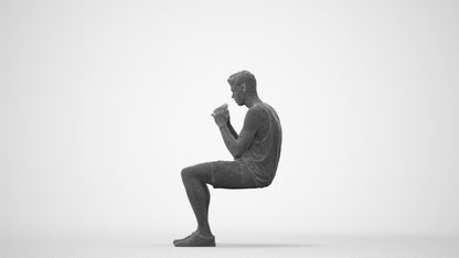 3D scanned man sitting casual, photorealistic archviz people for Enscape and SketchUp, square thumbnail