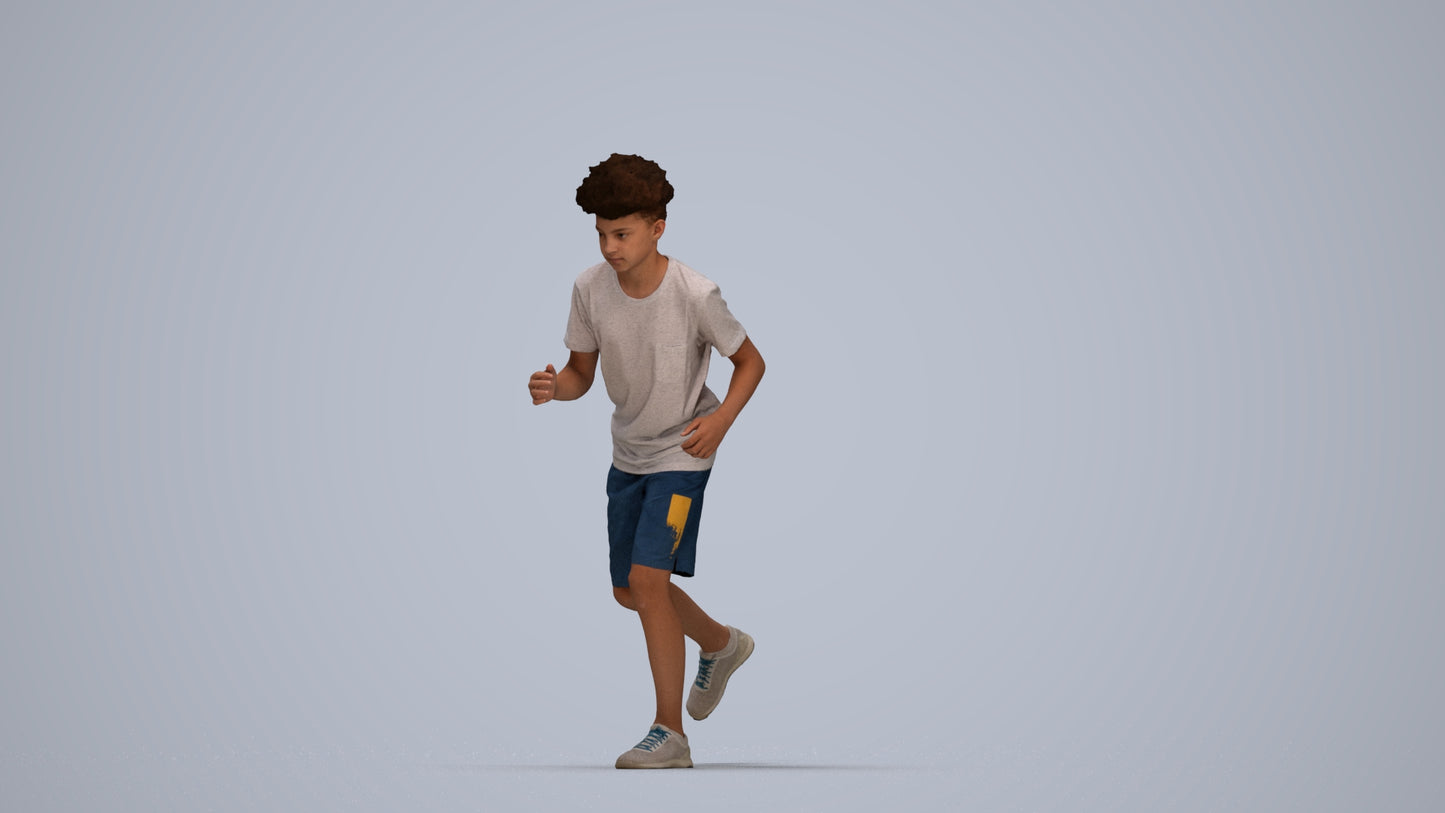 realistic 3D people boy casual kids, render-ready for V-Ray and Corona, FBX OBJ, top-down view render