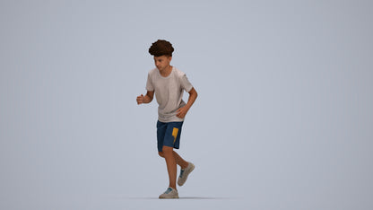 realistic 3D people boy casual kids, render-ready for V-Ray and Corona, FBX OBJ, top-down view render