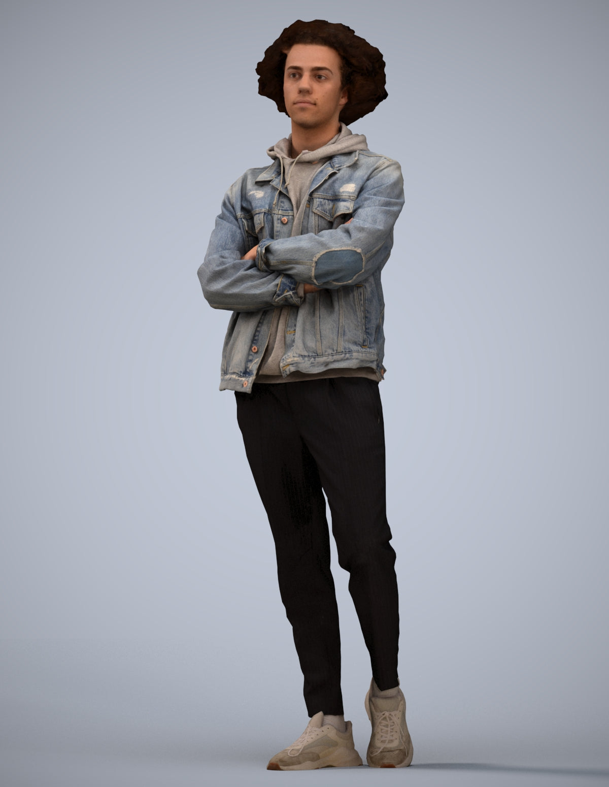 scanned 3D man casual standing, photogrammetry people for Enscape and V-Ray