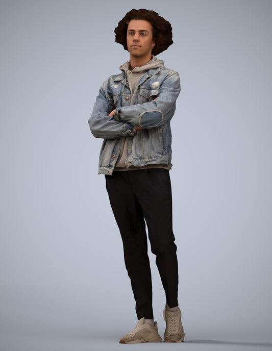 scanned 3D man casual standing, photogrammetry people for Enscape and V-Ray