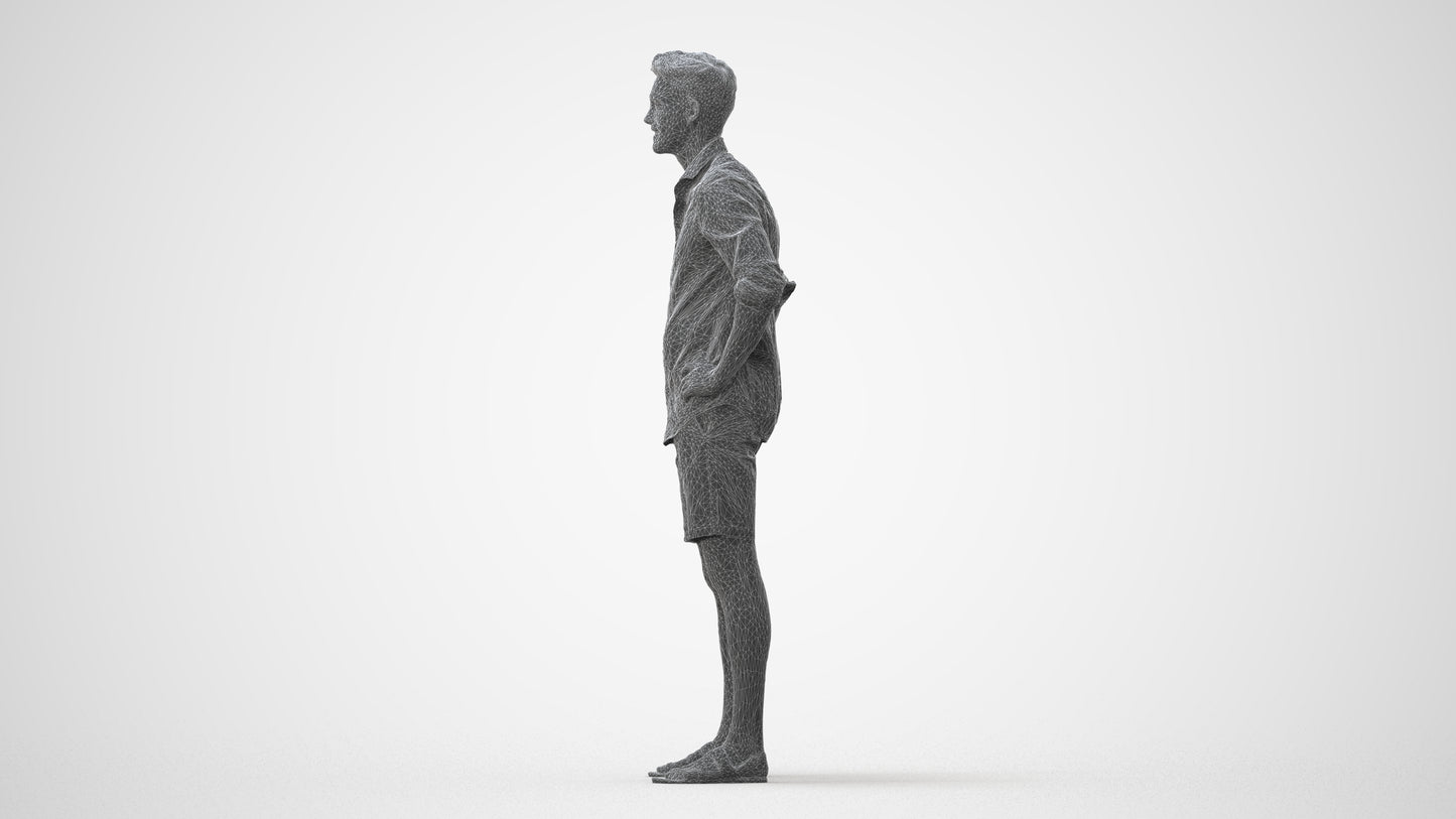 3D scanned man standing casual, photorealistic archviz people for Enscape and SketchUp, square thumbnail