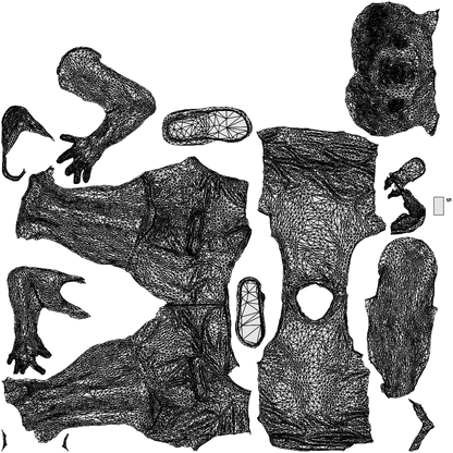 3D people model man casual walking, scanned human for 3ds Max rendering, wireframe top-down view