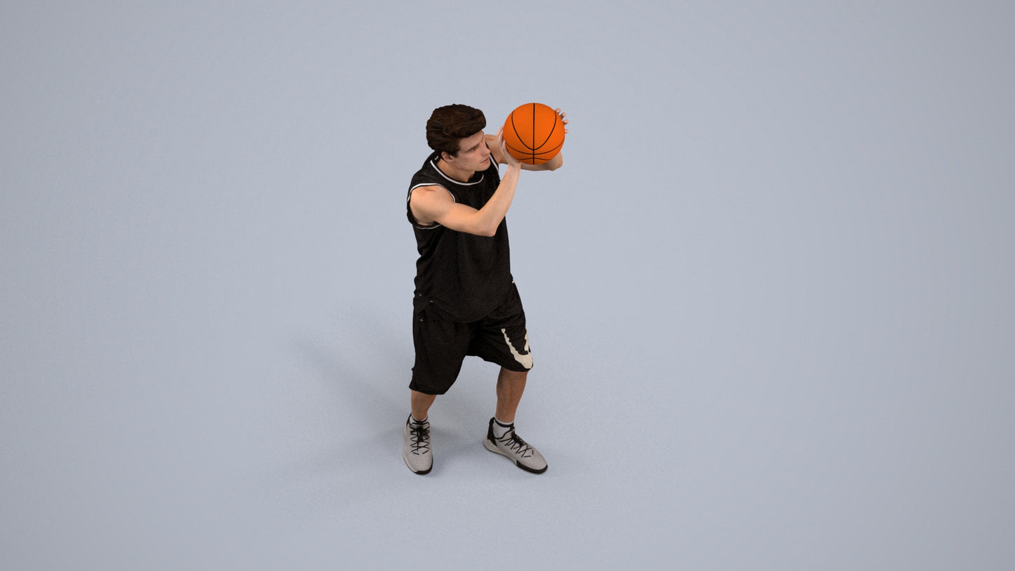 3D people model man sport, scanned human for 3ds Max rendering, back view render