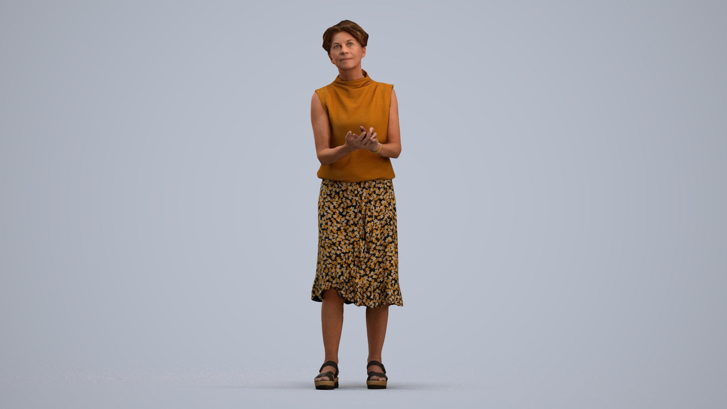 realistic 3D human woman casual standing, archviz people FBX OBJ for Blender, standing pose render
