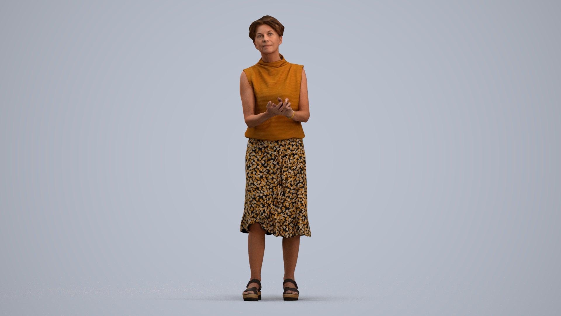 realistic 3D human woman casual standing, archviz people FBX OBJ for Blender, standing pose render