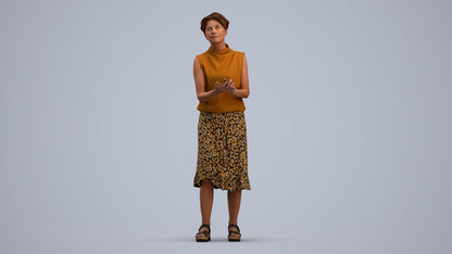 realistic 3D human woman casual standing, archviz people FBX OBJ for Blender, standing pose render
