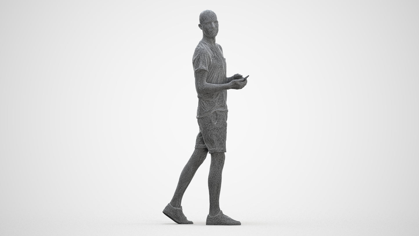 realistic 3D people man casual standing, render-ready for V-Ray and Corona, FBX OBJ, three-quarter front view render