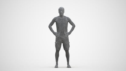 realistic 3D human man casual standing, archviz people FBX OBJ for Blender, three-quarter front view render