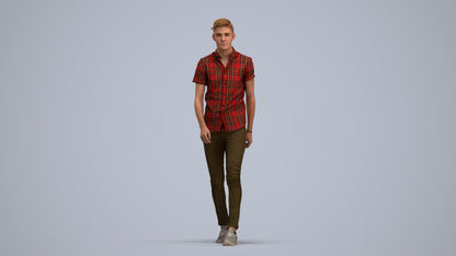 realistic 3D man casual walking, scanned archviz people for Blender and 3ds Max, standing pose render