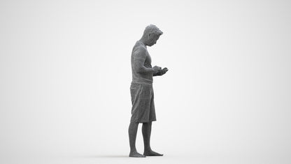 realistic 3D people man standing, render-ready for V-Ray and Corona, FBX OBJ, wireframe side view