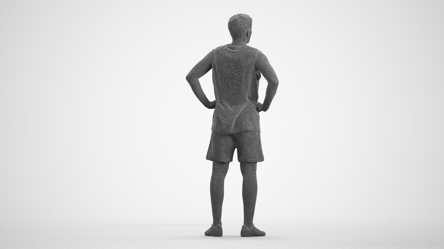 realistic 3D human man sport, archviz people FBX OBJ for Blender, wireframe front view