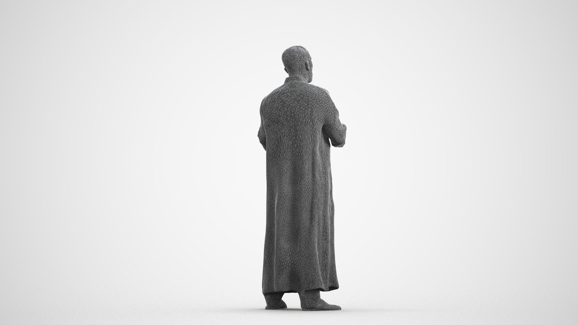realistic 3D human man standing, archviz people FBX OBJ for Blender, wireframe front view