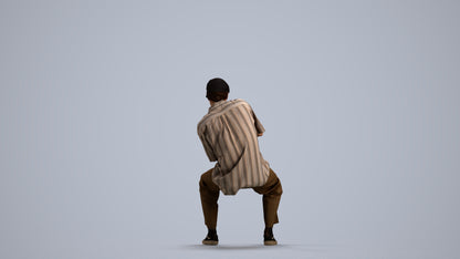 3D human model man casual sitting, photogrammetry scanned person for archviz, front view render
