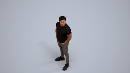 3D people model man casual standing, scanned human for 3ds Max rendering, back view render
