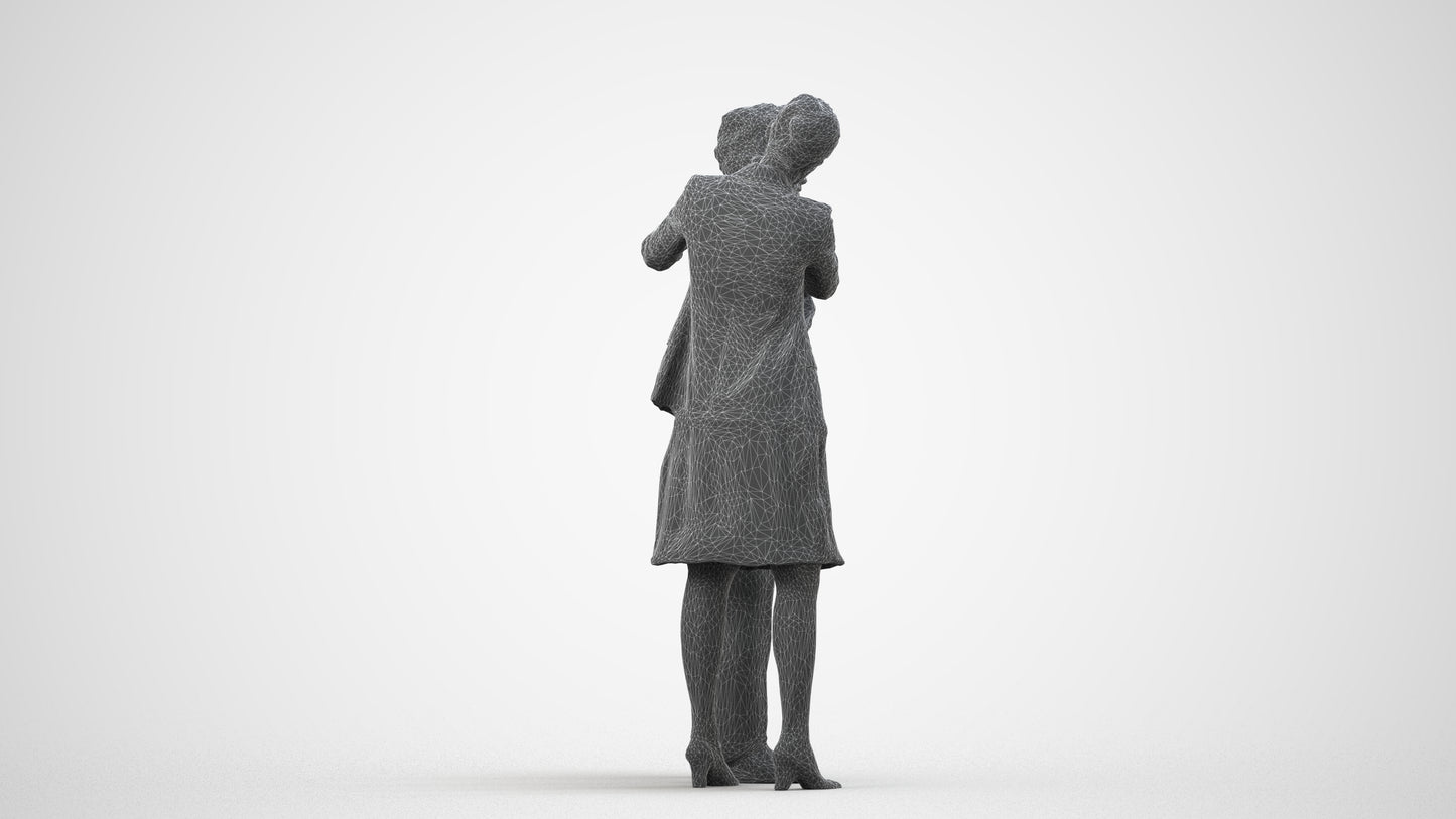 photogrammetry 3D girl kids, realistic human model archviz FBX, wireframe side view
