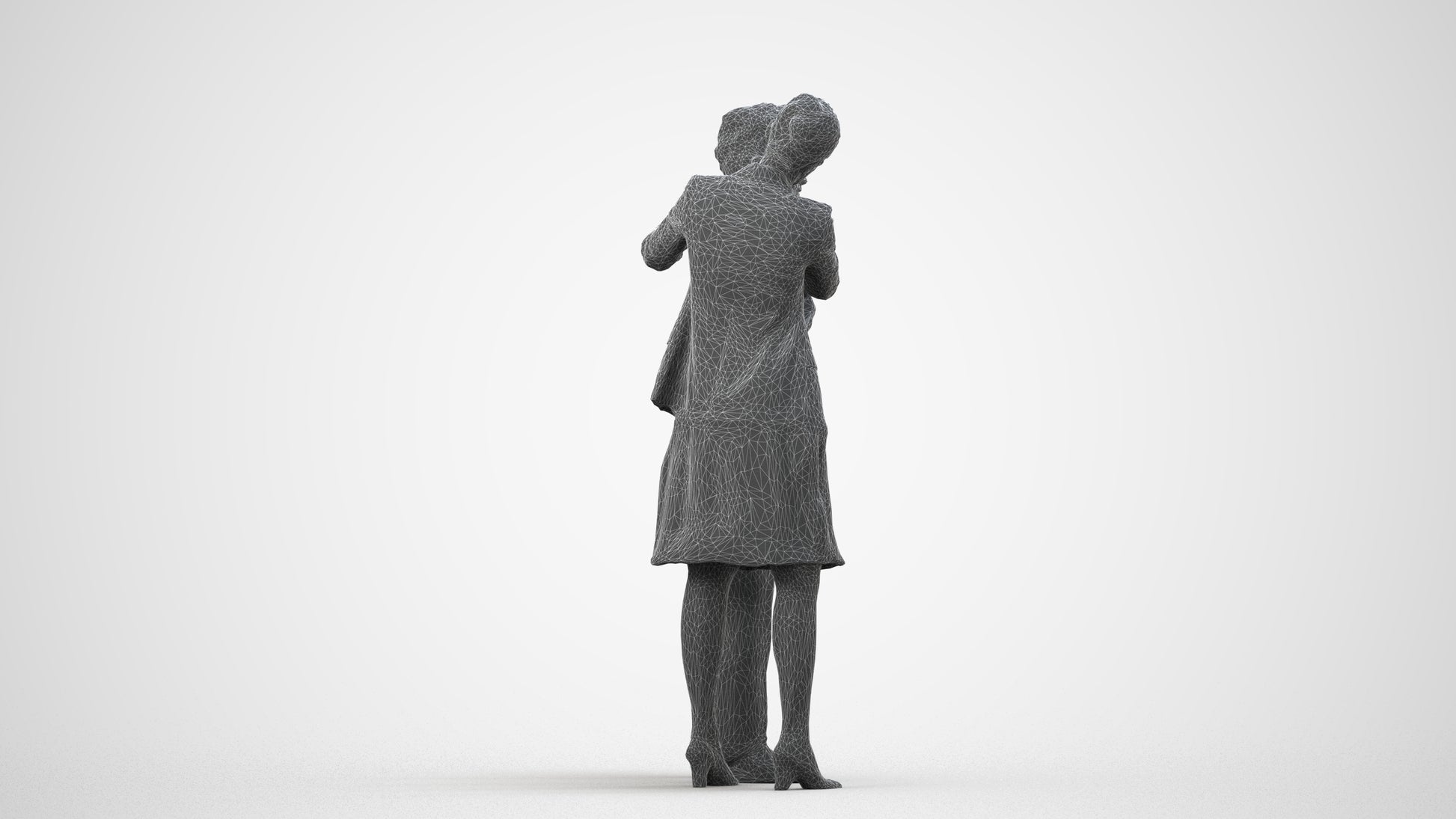 photogrammetry 3D girl kids, realistic human model archviz FBX, wireframe side view