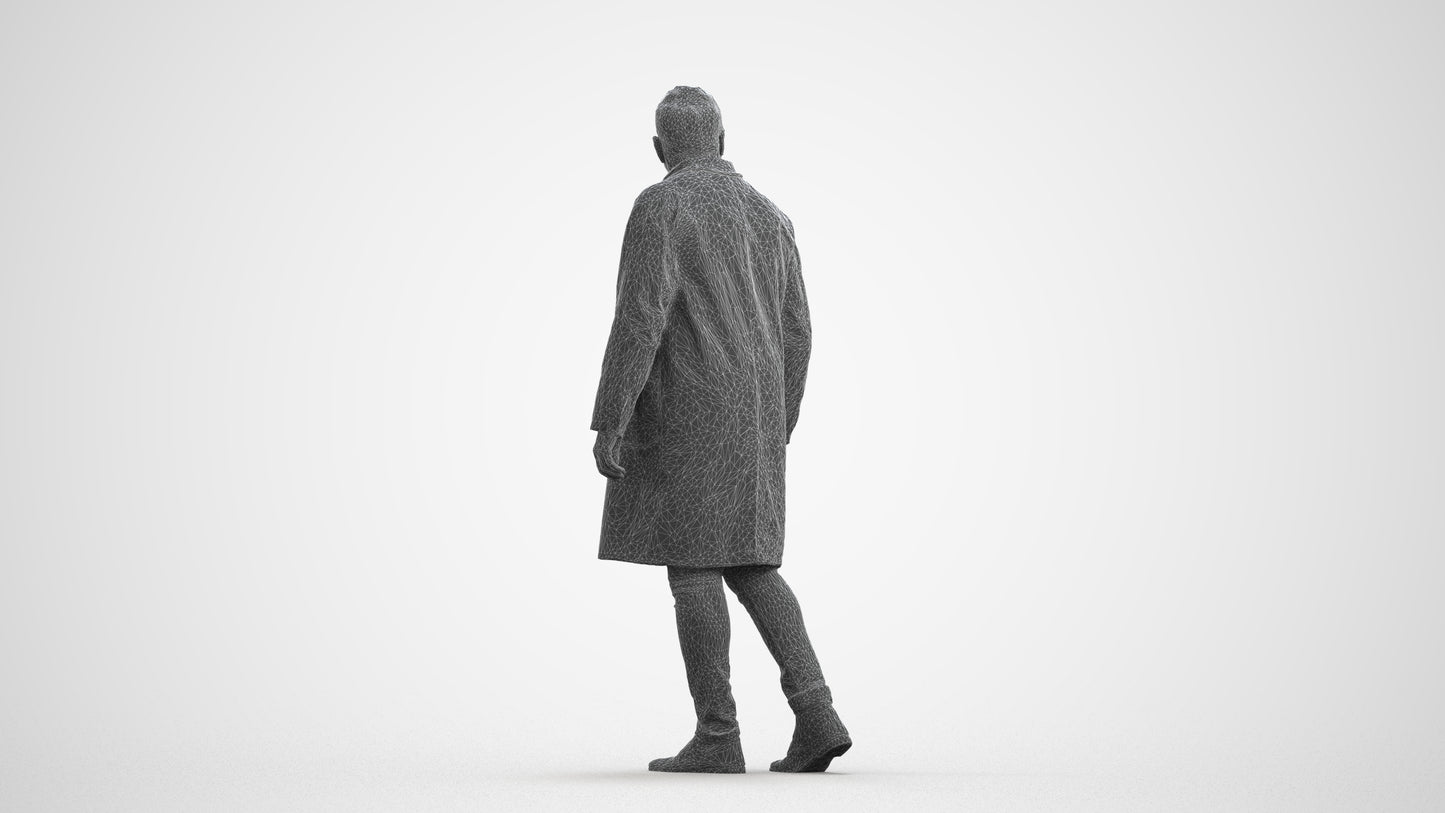 3D human model man medical, photogrammetry scanned person for archviz, wireframe front view