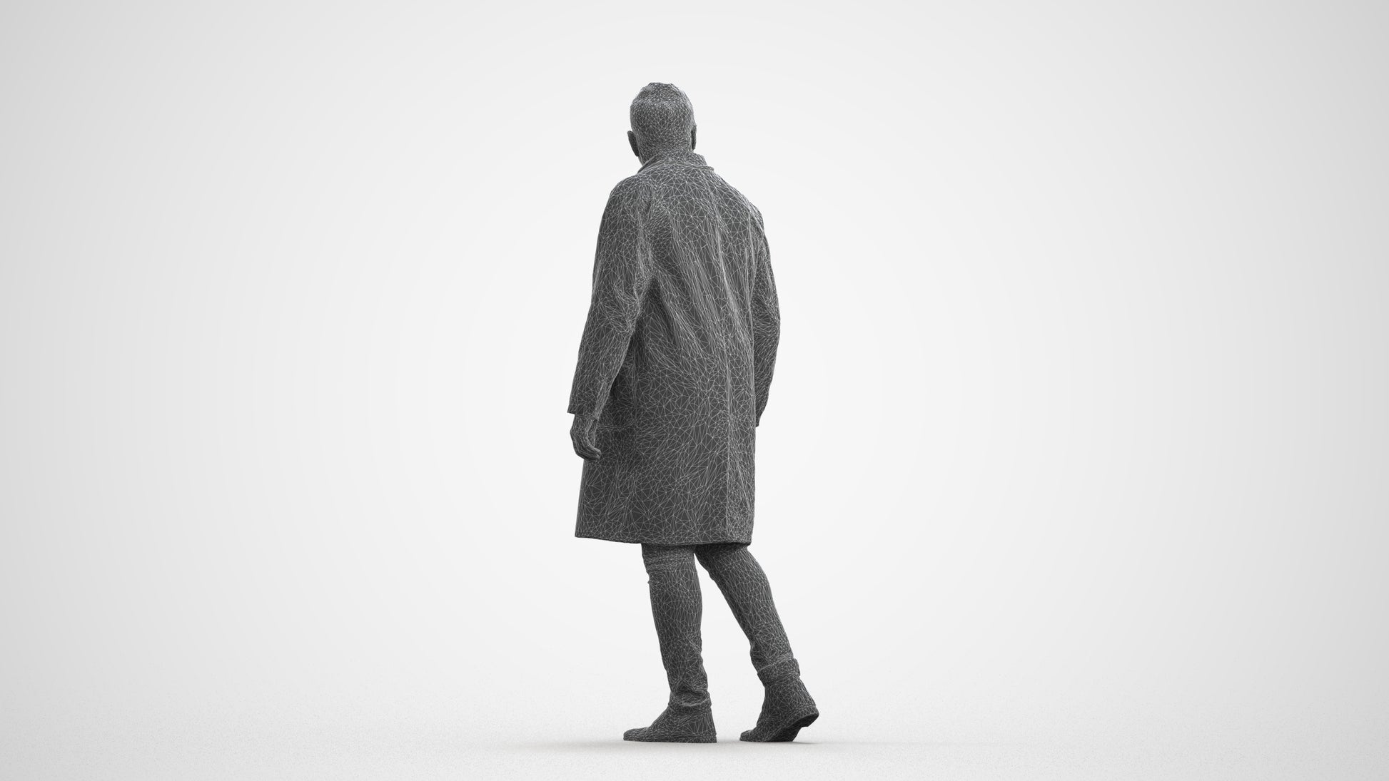 3D human model man medical, photogrammetry scanned person for archviz, wireframe front view