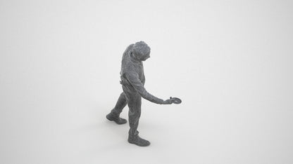 3D scanned man hospitality, photorealistic archviz people for Enscape and SketchUp, wireframe three-quarter view