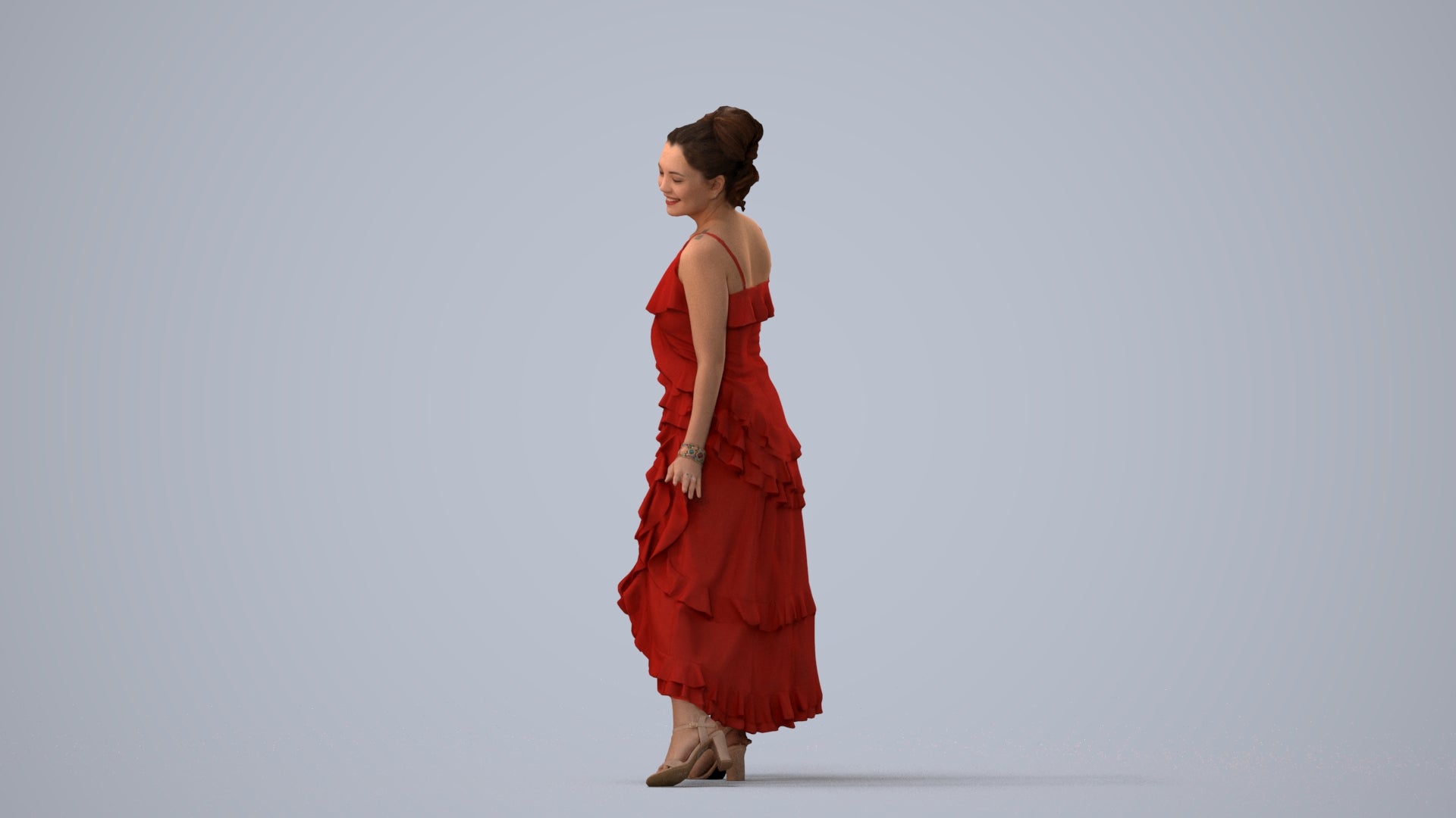 realistic 3D people woman formal dancing, render-ready for V-Ray and Corona, FBX OBJ, three-quarter view render