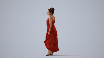 realistic 3D people woman formal dancing, render-ready for V-Ray and Corona, FBX OBJ, three-quarter view render