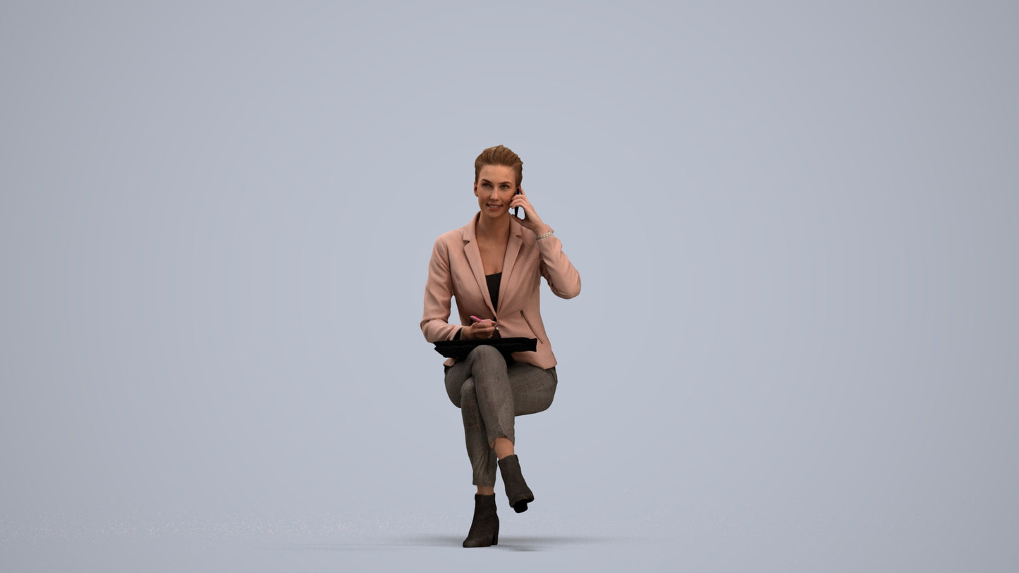 photogrammetry 3D woman business, realistic human model archviz FBX, standing pose render