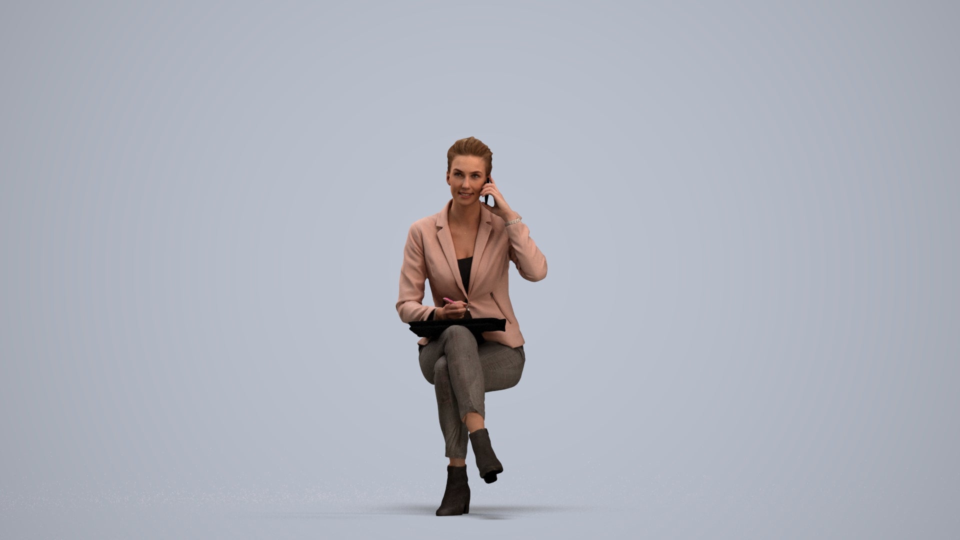 photogrammetry 3D woman business, realistic human model archviz FBX, standing pose render