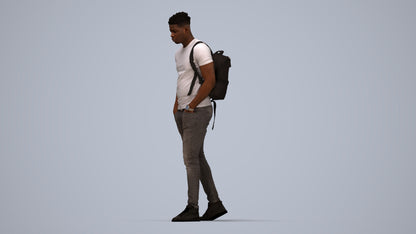 realistic 3D human man casual walking, archviz people FBX OBJ for Blender, top-down view render