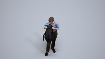 realistic 3D human girl kids, archviz people FBX OBJ for Blender, back view render